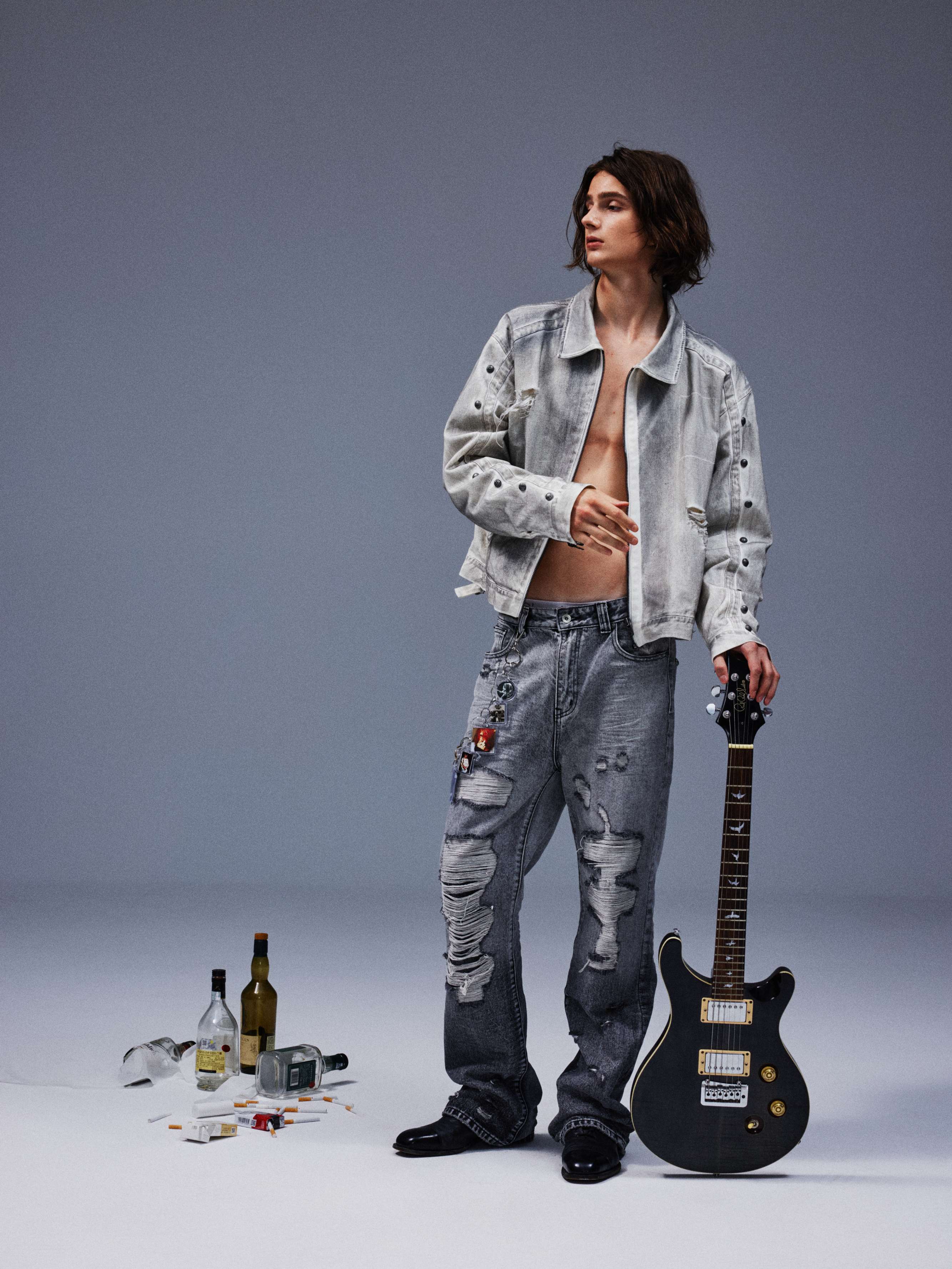 White Lime Plaster Washed Distressed Jeans - PSYLOS 1, White Lime Plaster Washed Distressed Jeans, Jeans, TecNineGroup, PSYLOS 1