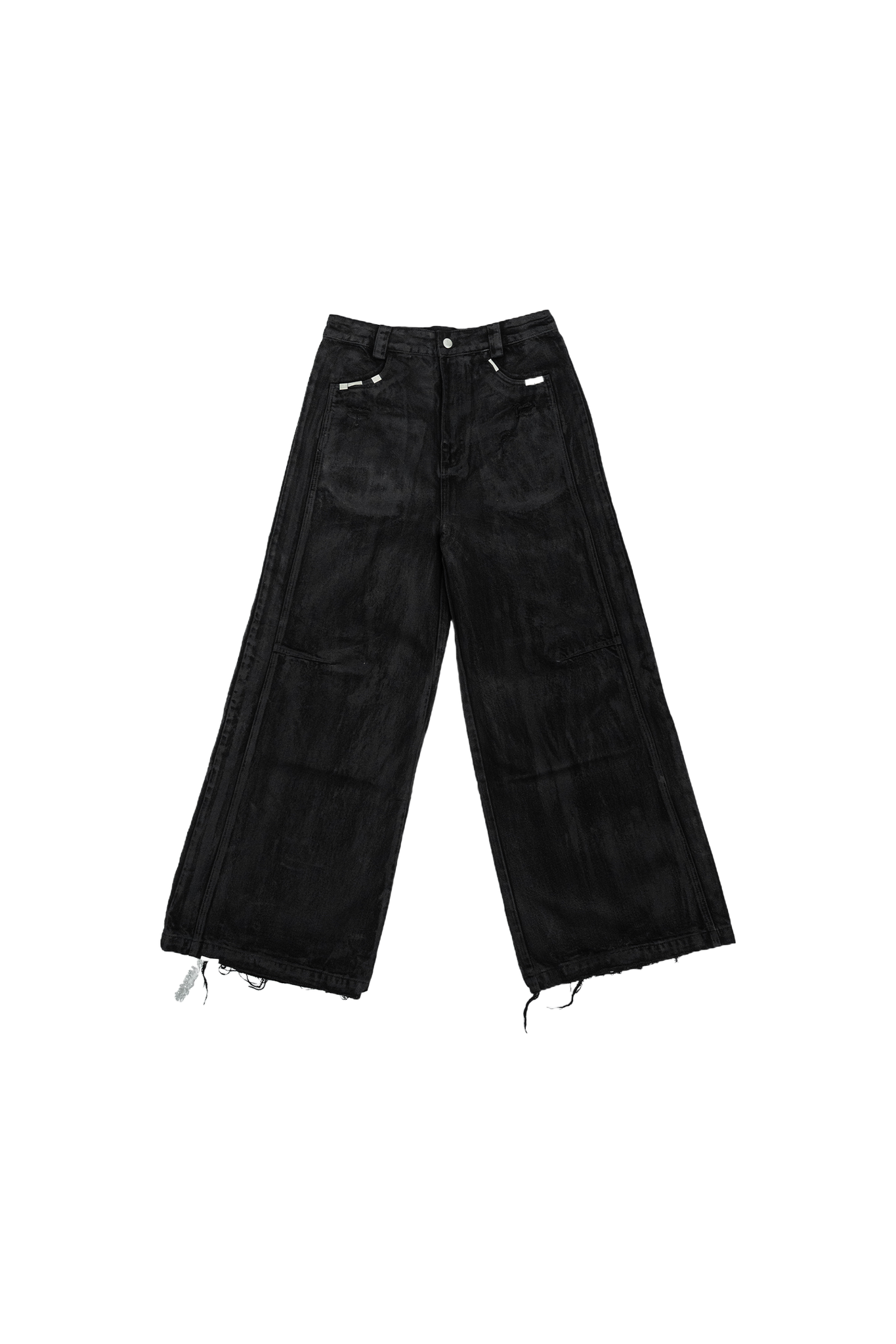 REBEL WAVE Hand-waxed Damaged Washed Wide-leg Pants