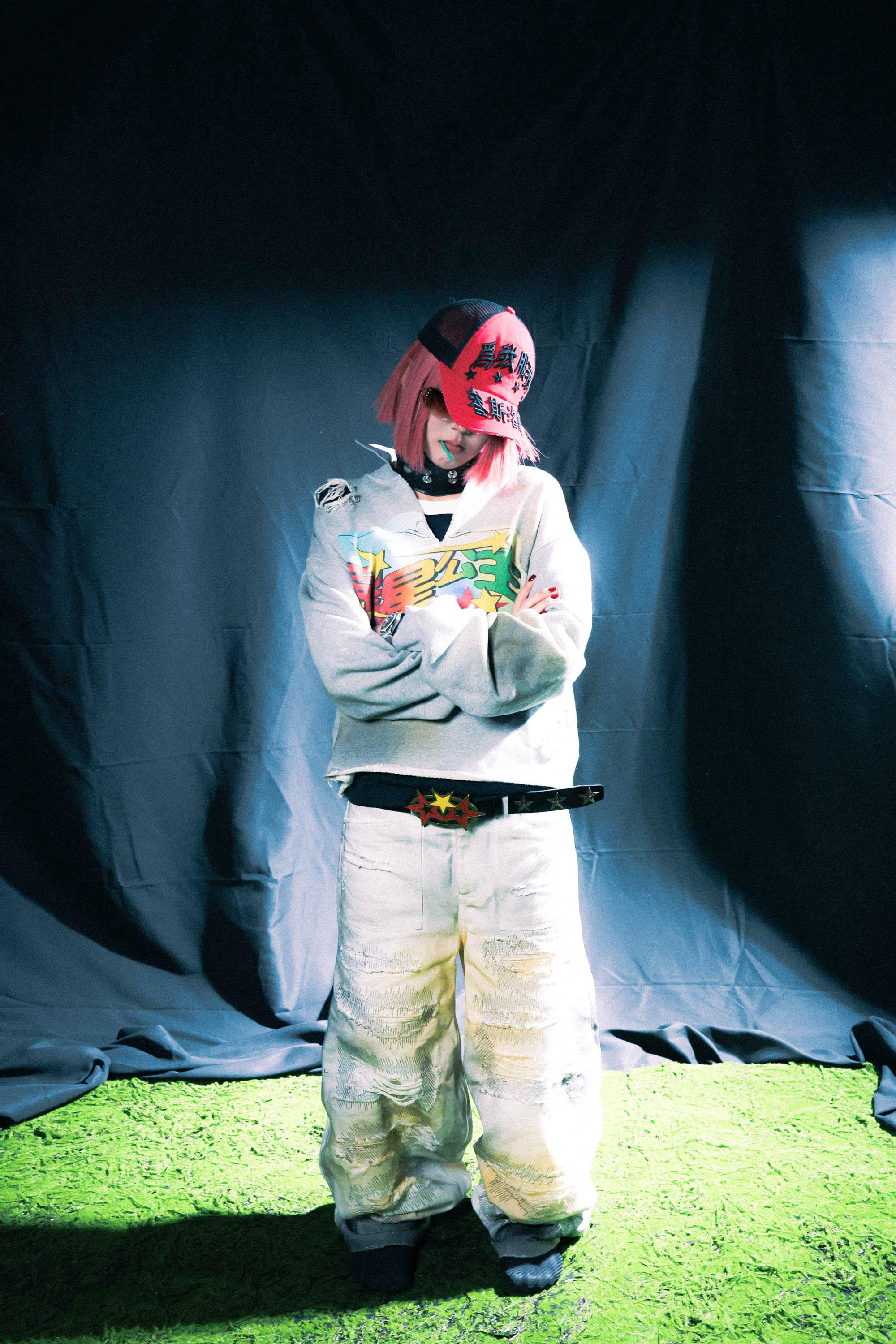 SANSLAWS丨White Patch Distressed Denim Jeans - PSYLOS 1, SANSLAWS丨White Patch Distressed Denim Jeans, Jeans, SANSLAWS, PSYLOS 1