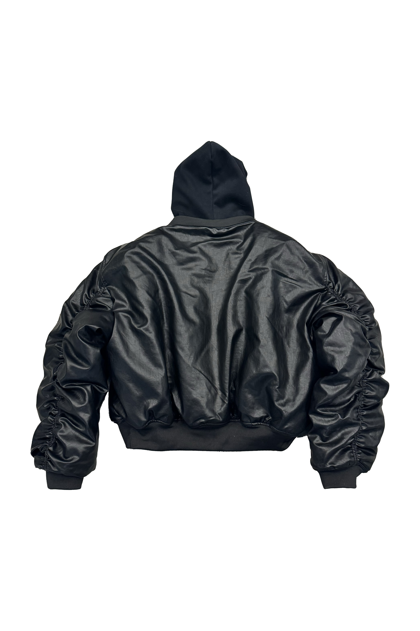 Black hooded bomber jacket