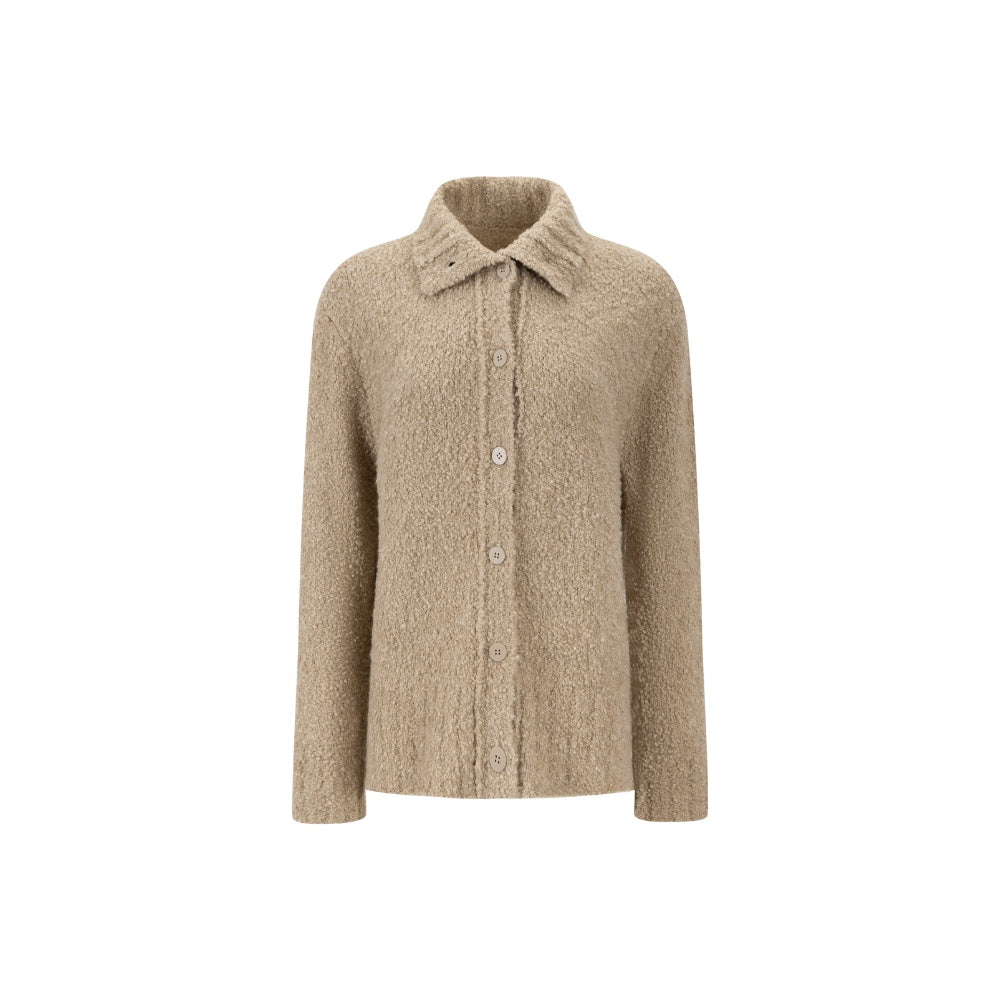 Camel-Hair Blended 7-Button Cardigan