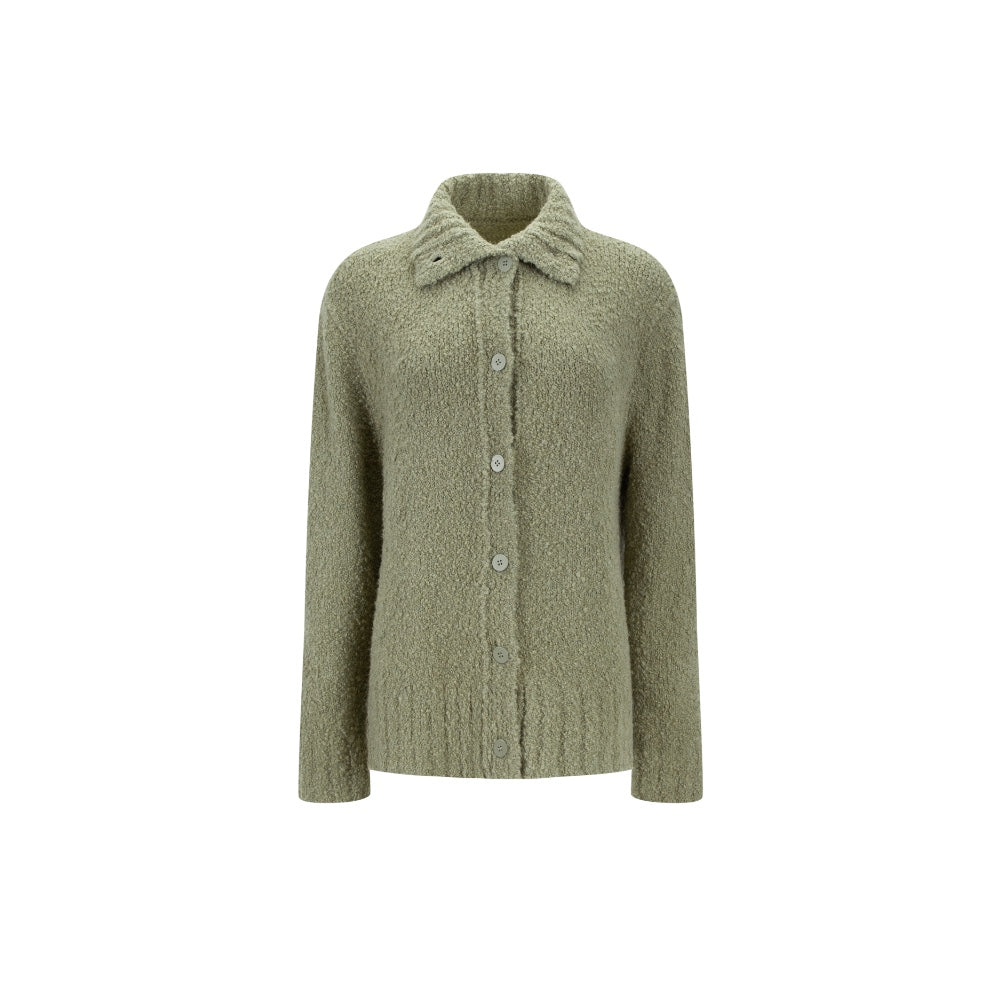 Camel-Hair Blended 7-Button Cardigan