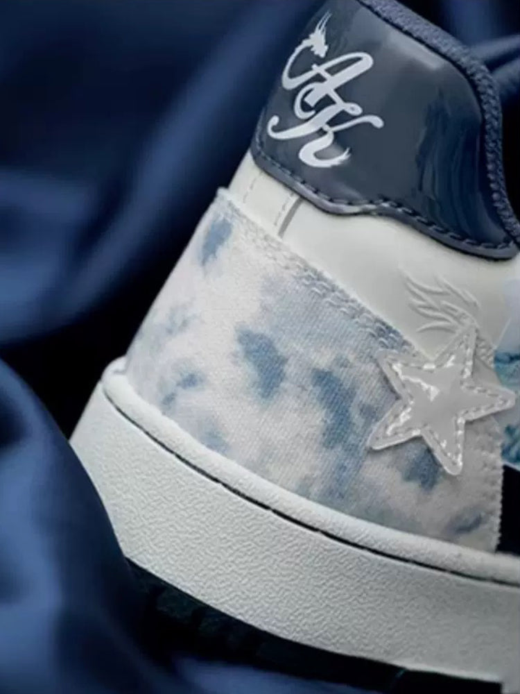 KAALIXTO丨Retro Star Sneakers-Blue And White Porcelain - PSYLOS 1, KAALIXTO丨Retro Star Sneakers-Blue And White Porcelain, Skate Shoes, KAALIXTO•JAPAN, PSYLOS 1