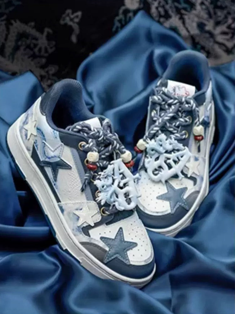 KAALIXTO丨Retro Star Sneakers-Blue And White Porcelain - PSYLOS 1, KAALIXTO丨Retro Star Sneakers-Blue And White Porcelain, Skate Shoes, KAALIXTO•JAPAN, PSYLOS 1
