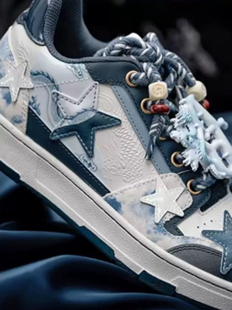 KAALIXTO丨Retro Star Sneakers-Blue And White Porcelain - PSYLOS 1, KAALIXTO丨Retro Star Sneakers-Blue And White Porcelain, Skate Shoes, KAALIXTO•JAPAN, PSYLOS 1
