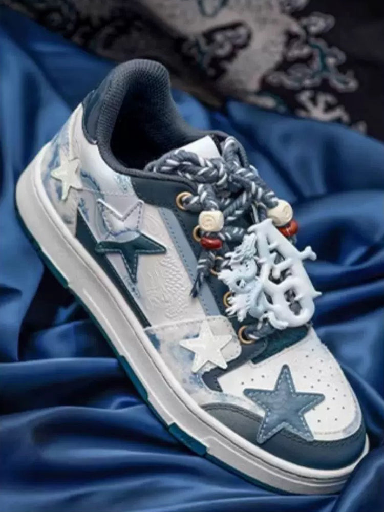 KAALIXTO丨Retro Star Sneakers-Blue And White Porcelain - PSYLOS 1, KAALIXTO丨Retro Star Sneakers-Blue And White Porcelain, Skate Shoes, KAALIXTO•JAPAN, PSYLOS 1