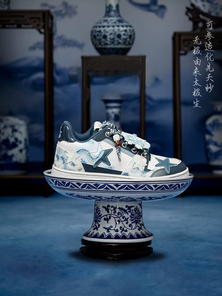 KAALIXTO丨Retro Star Sneakers-Blue And White Porcelain - PSYLOS 1, KAALIXTO丨Retro Star Sneakers-Blue And White Porcelain, Skate Shoes, KAALIXTO•JAPAN, PSYLOS 1