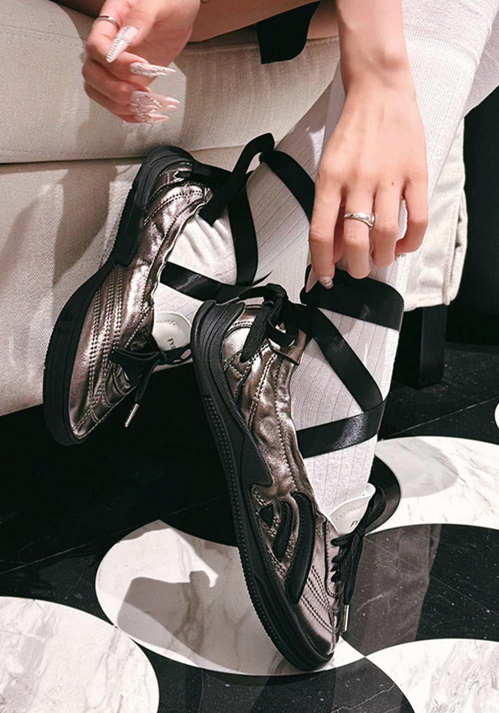 FYSPR丨Lambskin Ballet Ribbon Flat Shoes - PSYLOS 1, FYSPR丨Lambskin Ballet Ribbon Flat Shoes, Retro Trainers, FYSPR•JAPAN, PSYLOS 1