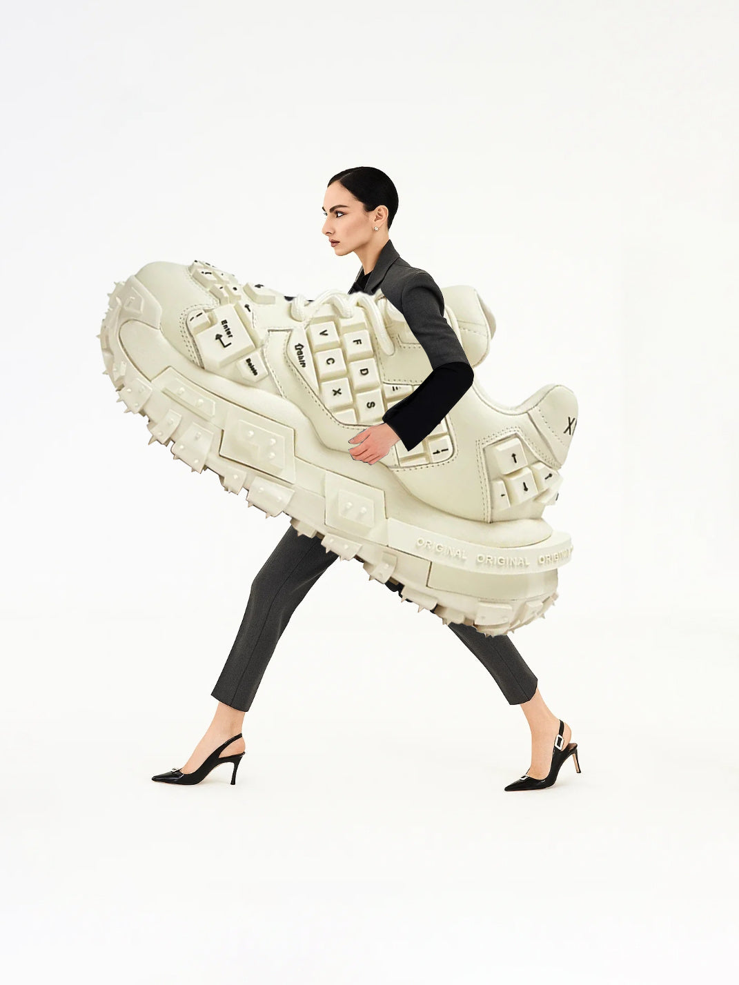 XMZY丨Chunky Keyboard Dad Sneakers -White&Gray - PSYLOS 1, XMZY丨Chunky Keyboard Dad Sneakers -White&Gray, Chunky Sneakers, XMZY•JAPAN, PSYLOS 1