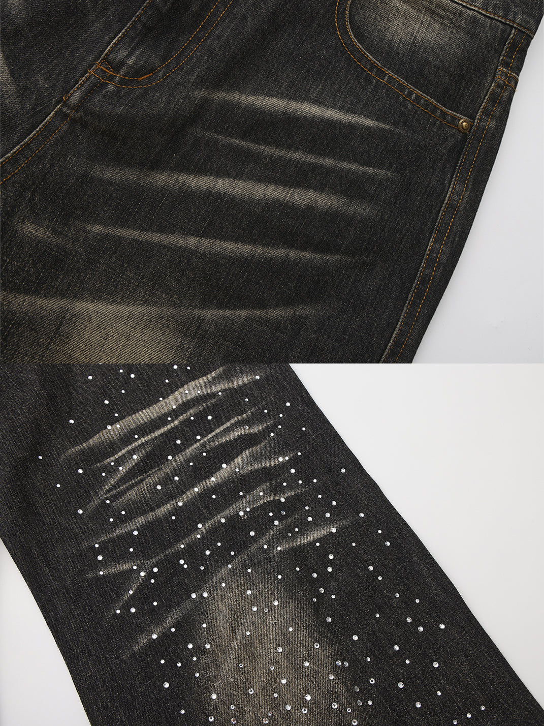 FayChui | Washed Tie-Dye Rhinestone Wide-Leg Jeans - PSYLOS 1, FayChui | Washed Tie-Dye Rhinestone Wide-Leg Jeans, Jeans, FayChui, PSYLOS 1