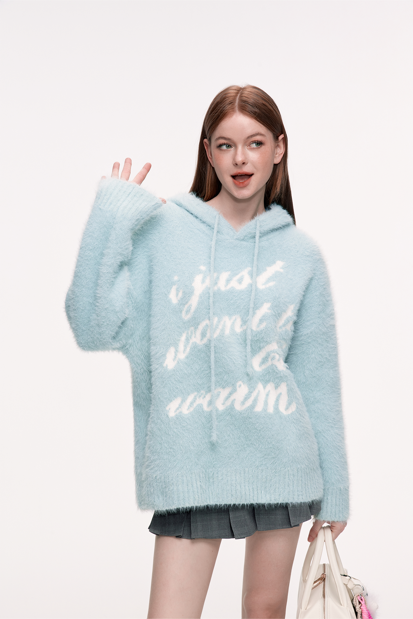 Hooded Waterproof Mink Letter Sweater