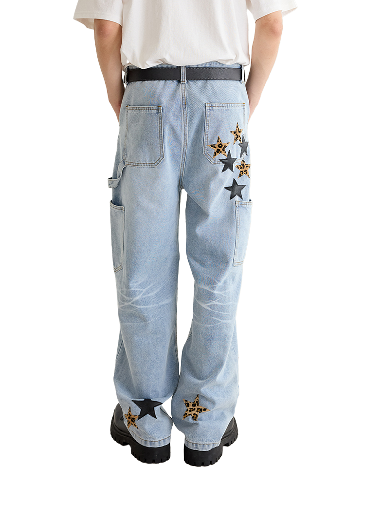 Retro Three-dimensional Straight-leg Jeans