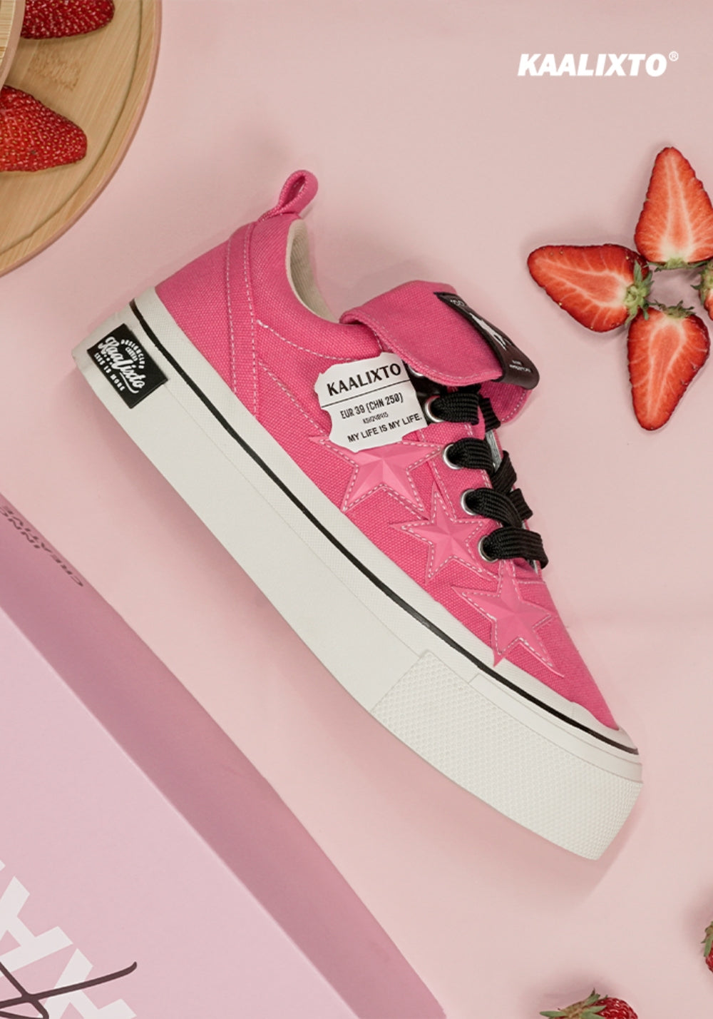 KAALIXTO丨Cheese Raspberry Pink Canvas Star Shoes - PSYLOS 1, KAALIXTO丨Cheese Raspberry Pink Canvas Star Shoes, Canvas Sneakers, KAALIXTO•JAPAN, PSYLOS 1