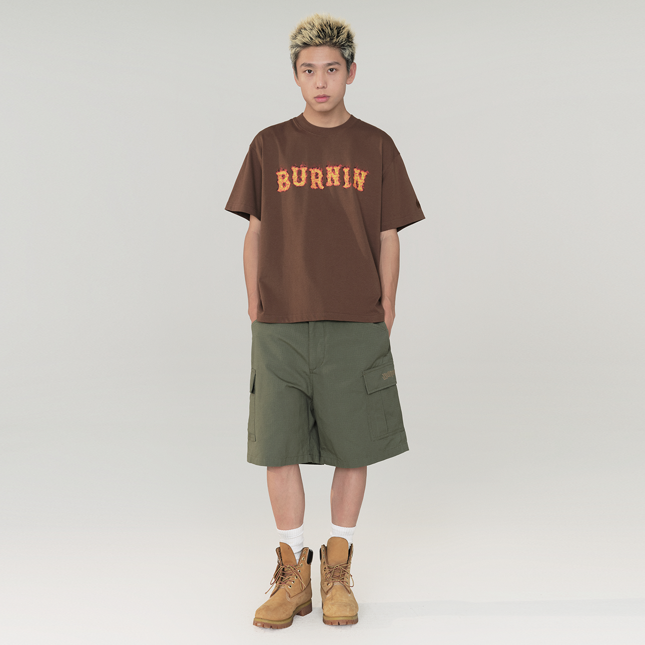 BURNIN*Spark Flame Lava Letter Print Short Sleeve T-shirt - PSYLOS 1, BURNIN*Spark Flame Lava Letter Print Short Sleeve T-shirt, T-Shirt, Burnin, PSYLOS 1