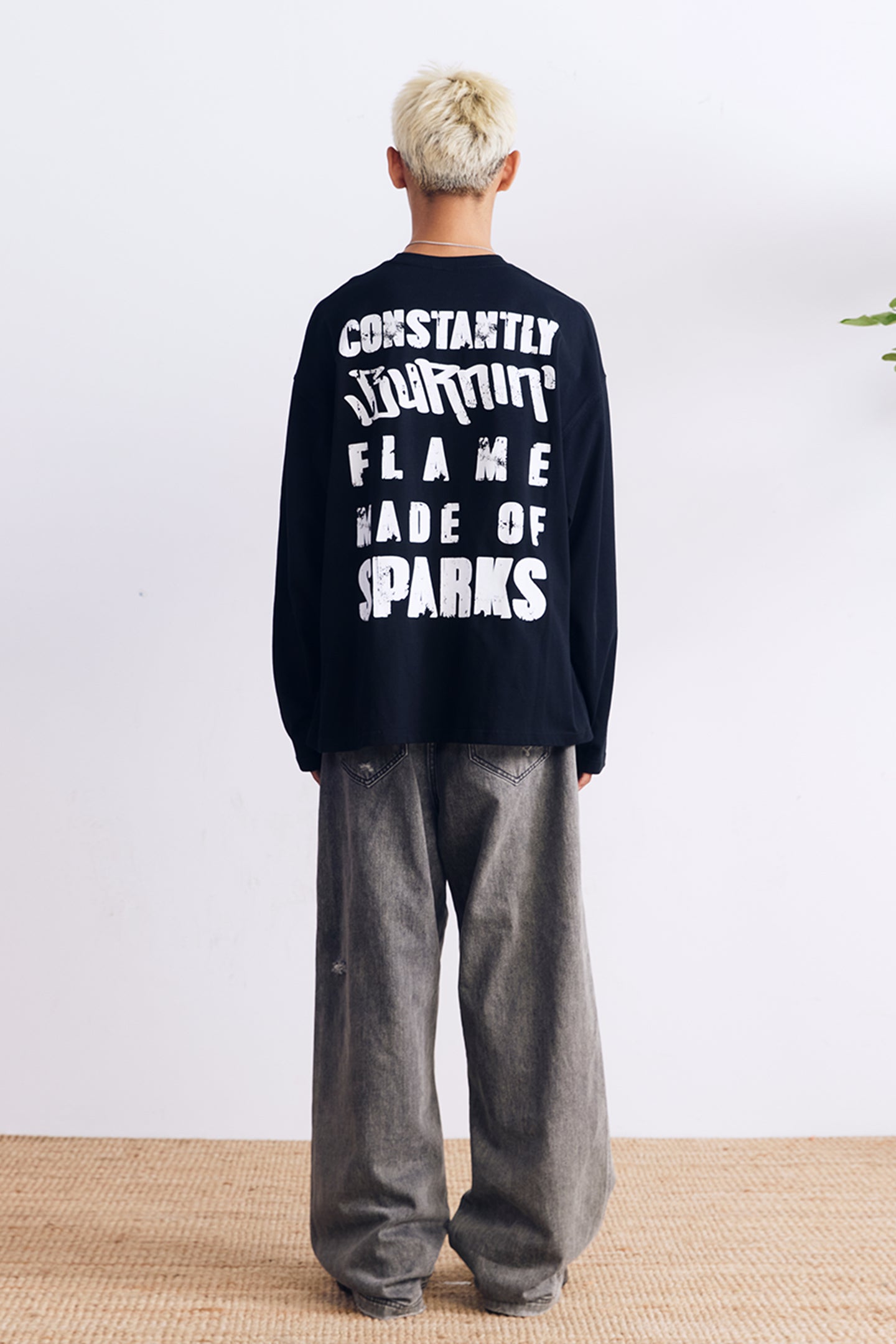 BURNIN*97'Series Logo Slogan Back Print Long Sleeve T-shirt - PSYLOS 1, BURNIN*97'Series Logo Slogan Back Print Long Sleeve T-shirt, T-shirt, Burnin, PSYLOS 1