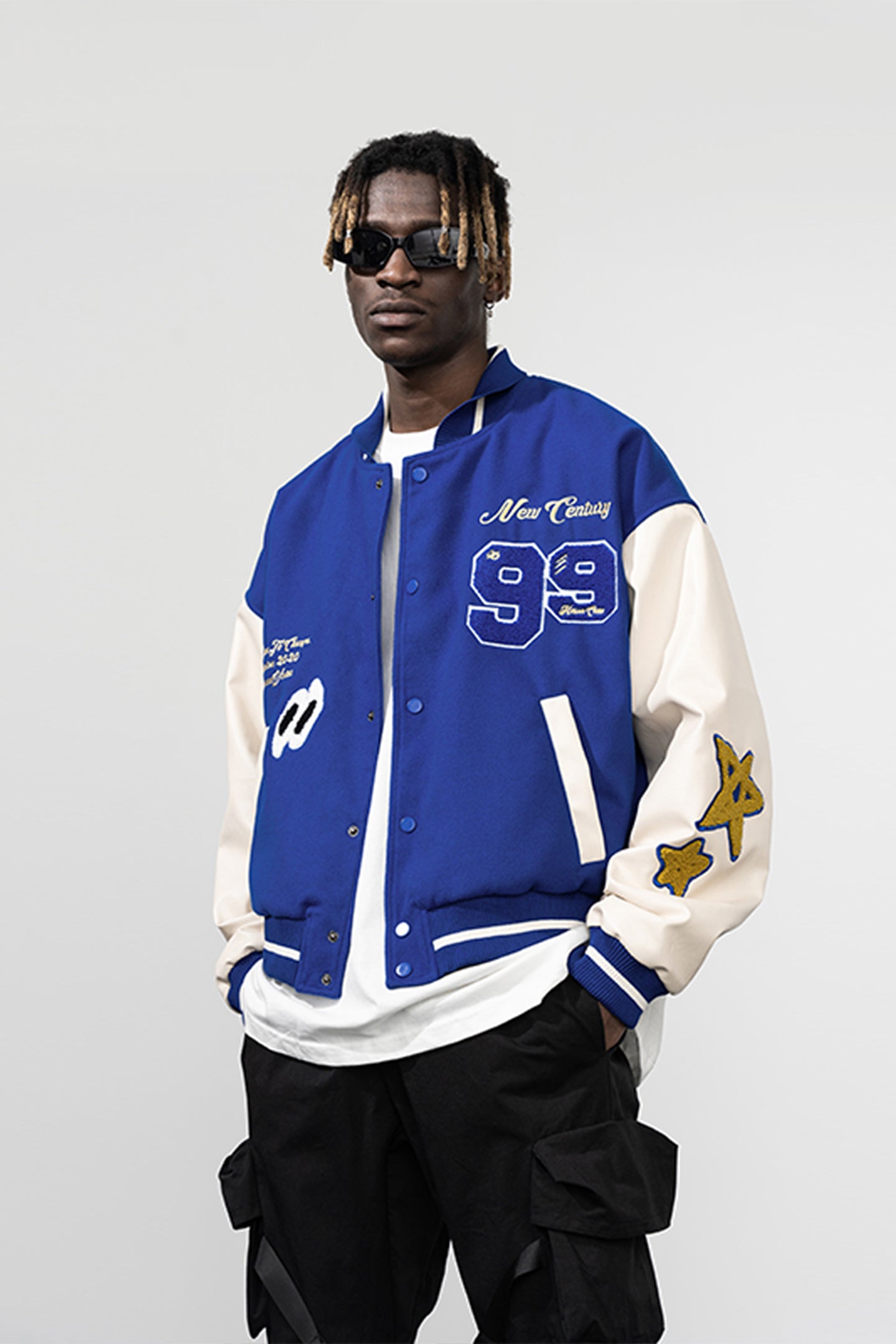 Hand-painted Star Embroidered Baseball Jersey - PSYLOS 1, Hand-painted Star Embroidered Baseball Jersey, Jacket, HARSH AND CRUEL, PSYLOS 1