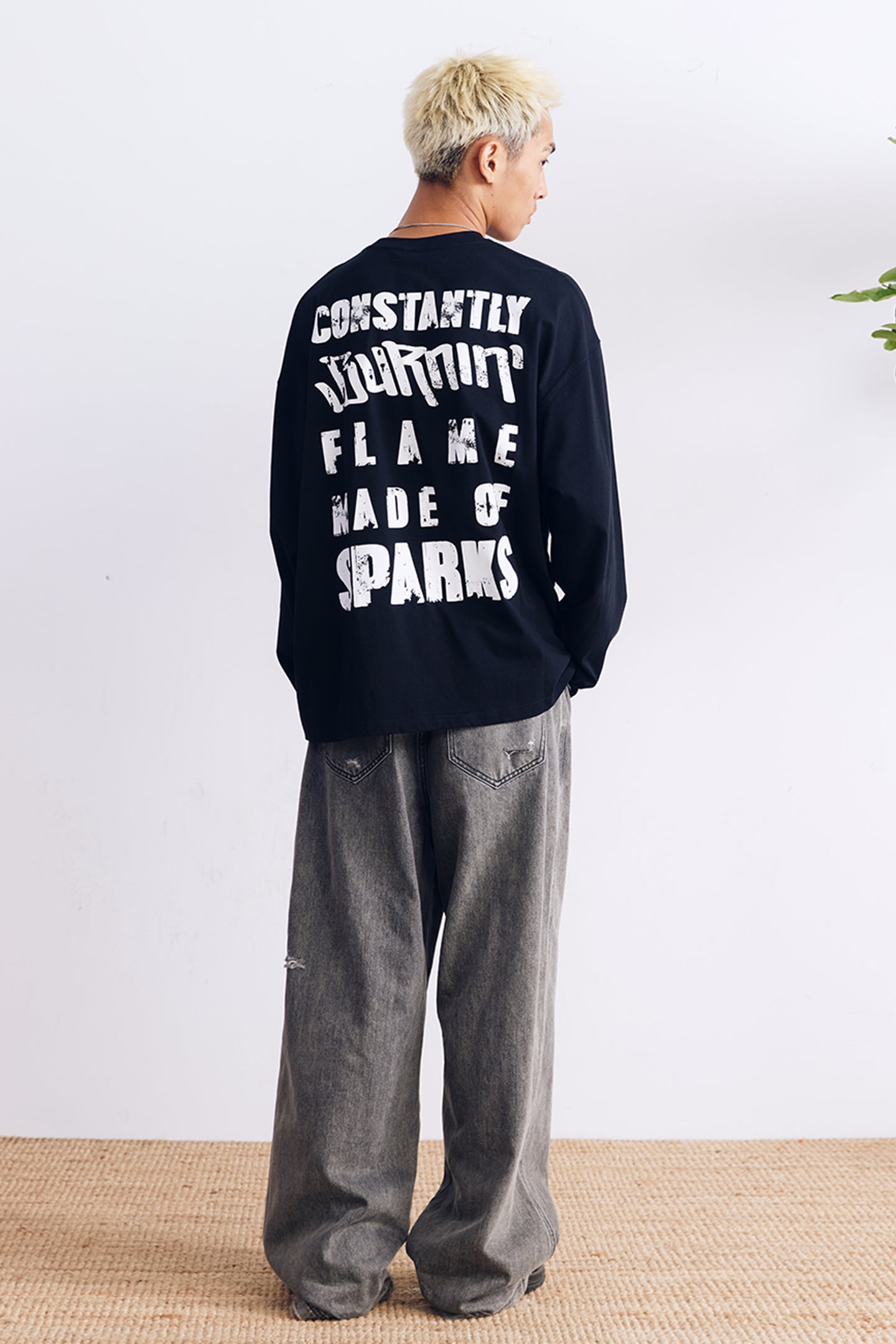 BURNIN*97'Series Logo Slogan Back Print Long Sleeve T-shirt - PSYLOS 1, BURNIN*97'Series Logo Slogan Back Print Long Sleeve T-shirt, T-shirt, Burnin, PSYLOS 1