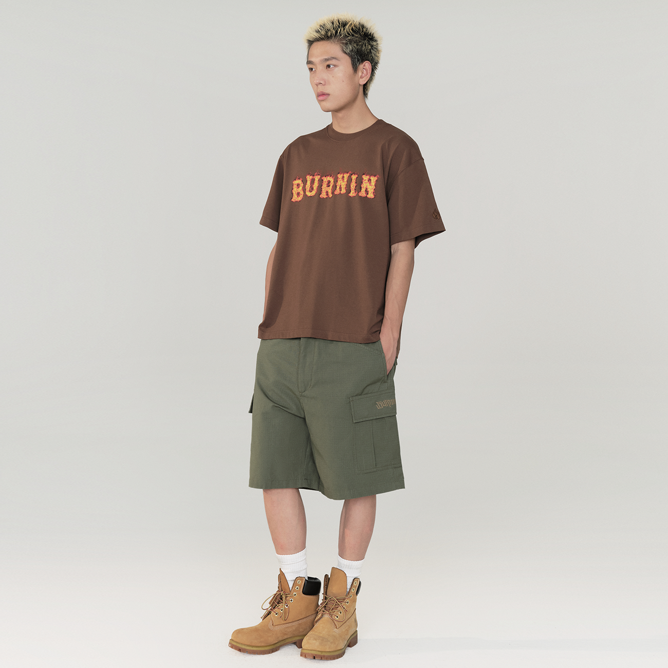 BURNIN*Spark Flame Lava Letter Print Short Sleeve T-shirt - PSYLOS 1, BURNIN*Spark Flame Lava Letter Print Short Sleeve T-shirt, T-Shirt, Burnin, PSYLOS 1