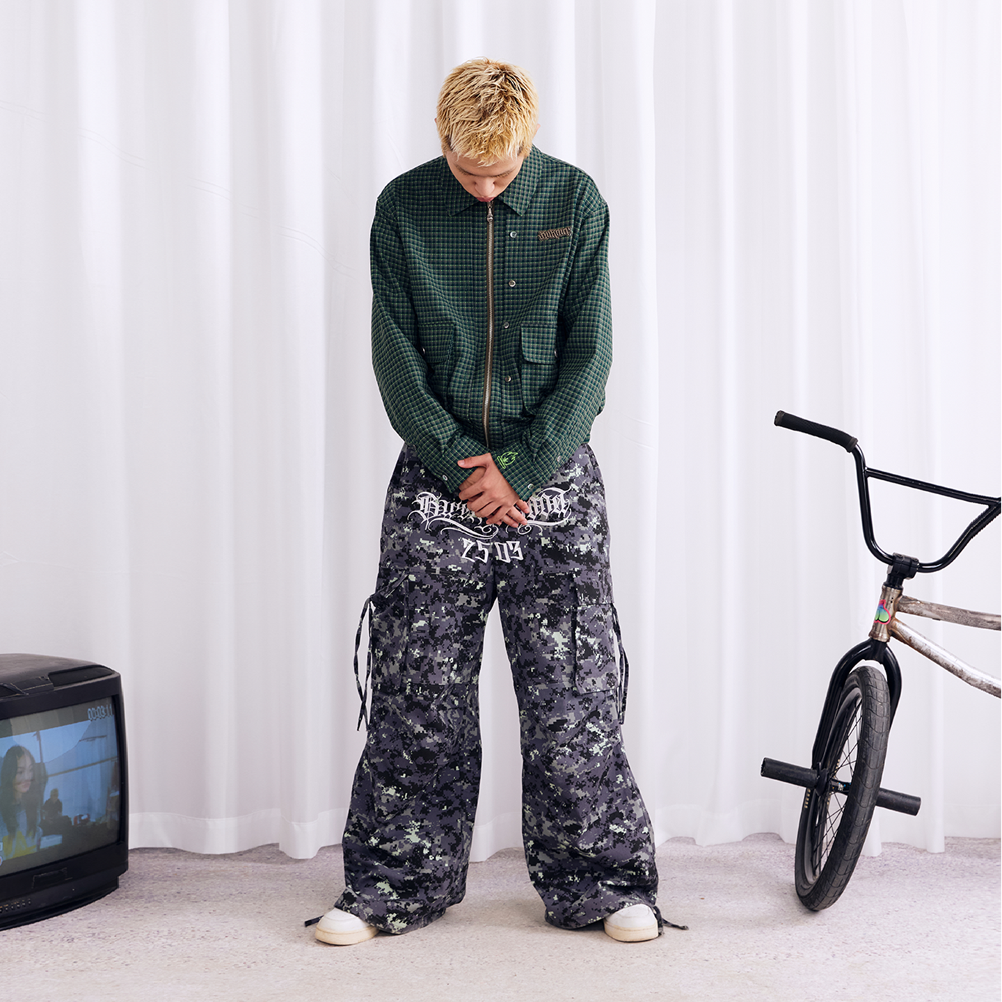 BURNIN Plaid Fake Two-piece Community Culture Jacket - PSYLOS 1, BURNIN Plaid Fake Two-piece Community Culture Jacket, Jacket, Burnin, PSYLOS 1