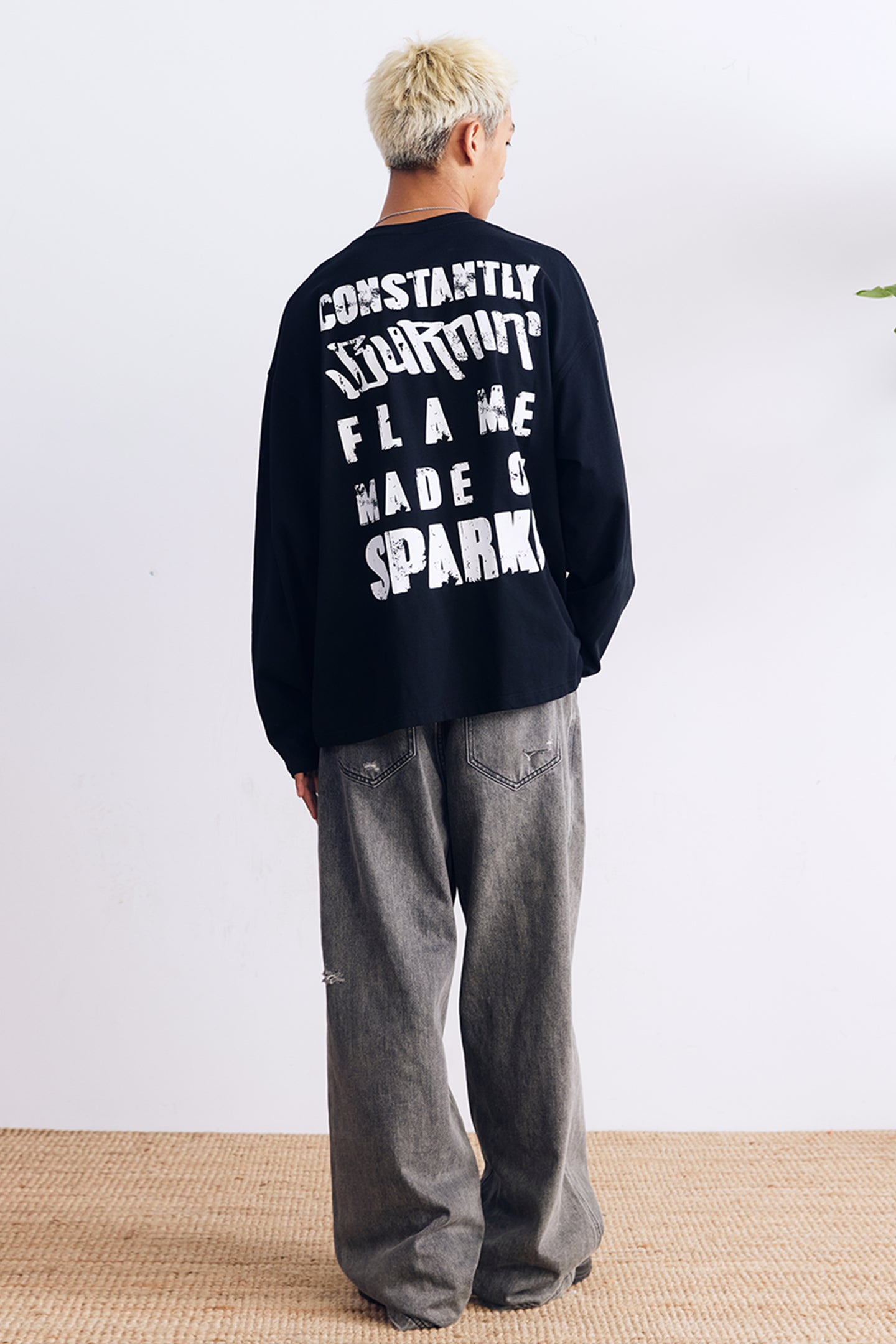 BURNIN*97'Series Logo Slogan Back Print Long Sleeve T-shirt - PSYLOS 1, BURNIN*97'Series Logo Slogan Back Print Long Sleeve T-shirt, T-shirt, Burnin, PSYLOS 1