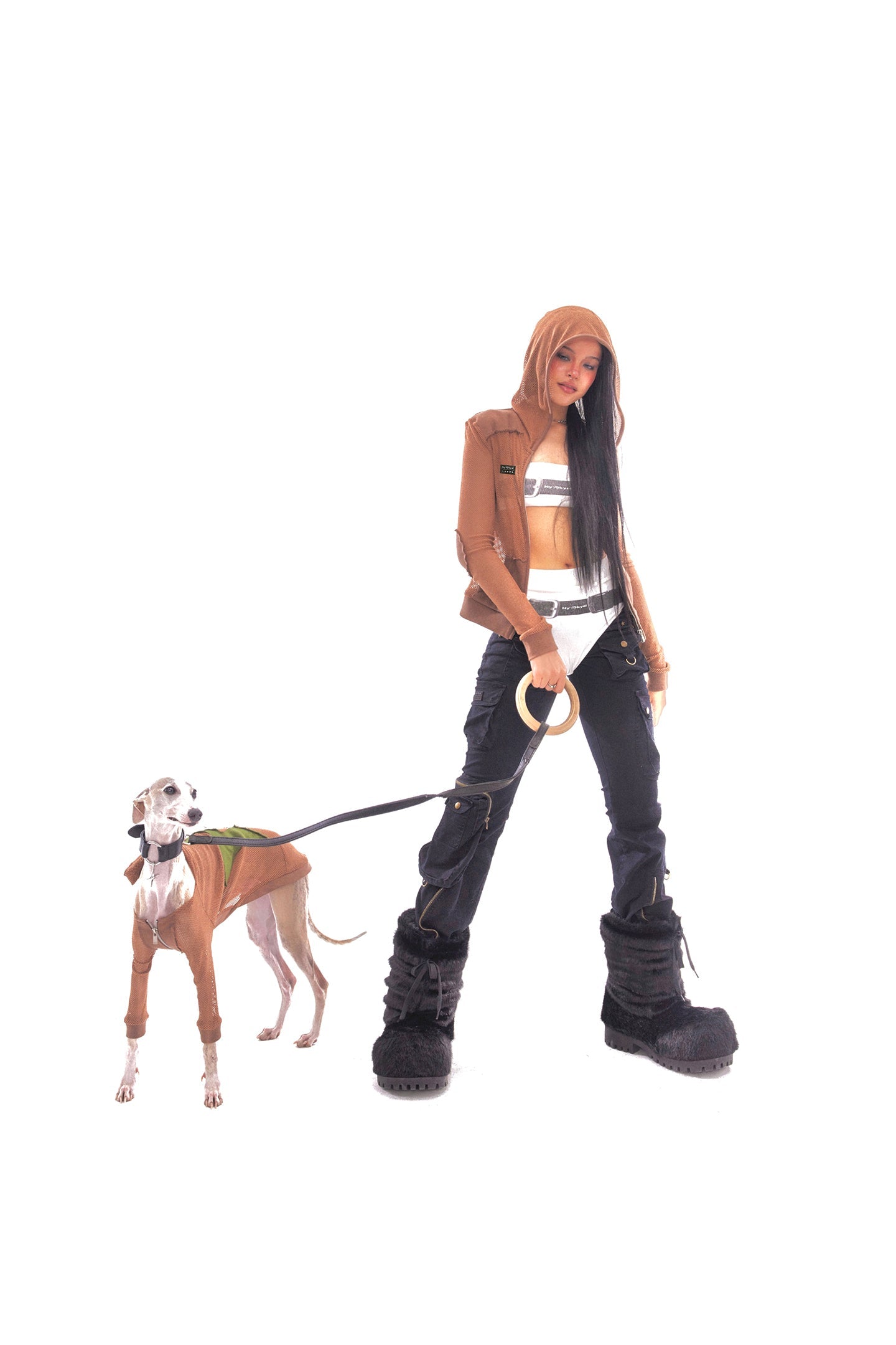 Brown Grid Patch Dog Jacket - PSYLOS 1, Brown Grid Patch Dog Jacket, Dog Jacket, NyDkyel, PSYLOS 1