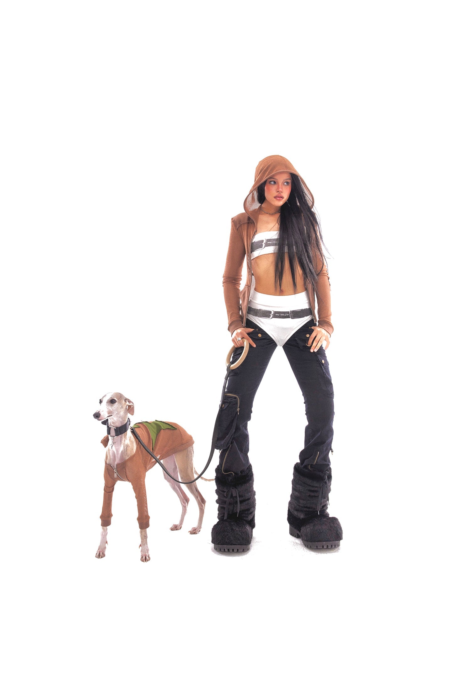 Brown Grid Patch Dog Jacket - PSYLOS 1, Brown Grid Patch Dog Jacket, Dog Jacket, NyDkyel, PSYLOS 1