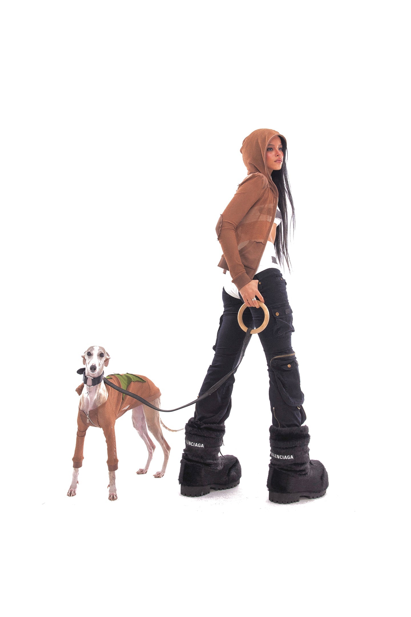 Brown Grid Patch Dog Jacket - PSYLOS 1, Brown Grid Patch Dog Jacket, Dog Jacket, NyDkyel, PSYLOS 1