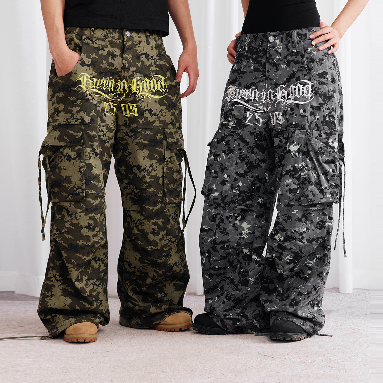 Burnin* "2503" Digital Camouflage Wide-Leg Pants - PSYLOS 1, Burnin* "2503" Digital Camouflage Wide-Leg Pants, Pants, Burnin, PSYLOS 1