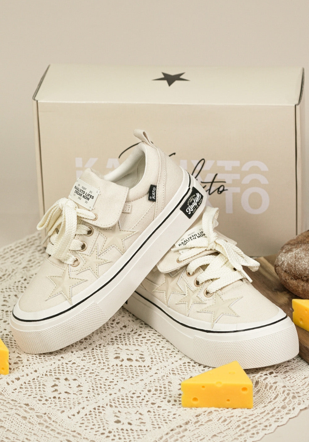 KAALIXTO丨Cream Beige Canvas Star Shoes - PSYLOS 1, KAALIXTO丨Cream Beige Canvas Star Shoes, Canvas Sneakers, KAALIXTO•JAPAN, PSYLOS 1