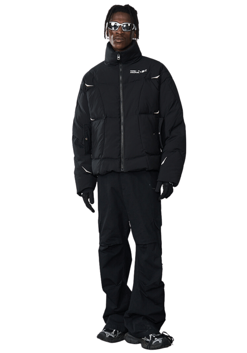 Asymmetrical Split Puffer Jacket - PSYLOS 1, Asymmetrical Split Puffer Jacket, Down Jacket, HARSH AND CRUEL, PSYLOS 1