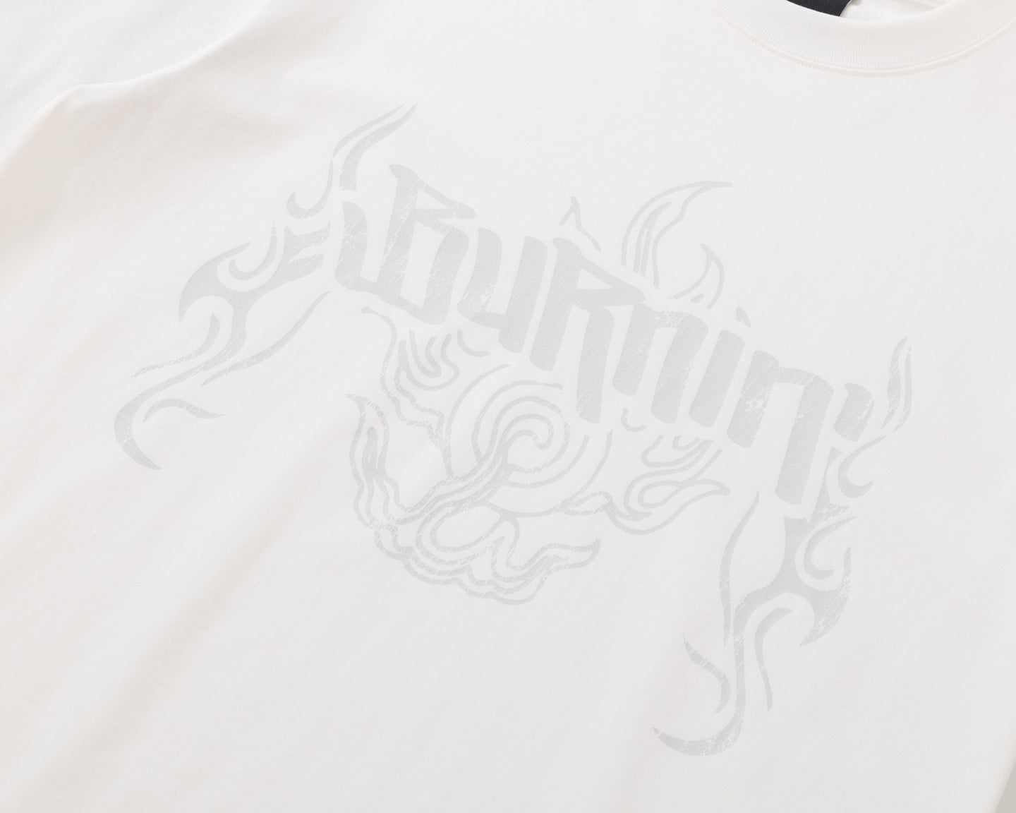 BURNIN* “97’series” worn fire pattern fake two-piece T-shirt - PSYLOS 1, BURNIN* “97’series” worn fire pattern fake two-piece T-shirt, T-Shirt, Burnin, PSYLOS 1