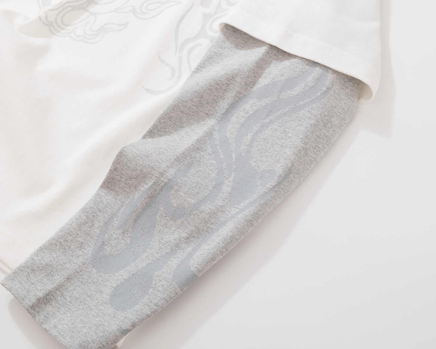 BURNIN* “97’series” worn fire pattern fake two-piece T-shirt - PSYLOS 1, BURNIN* “97’series” worn fire pattern fake two-piece T-shirt, T-Shirt, Burnin, PSYLOS 1