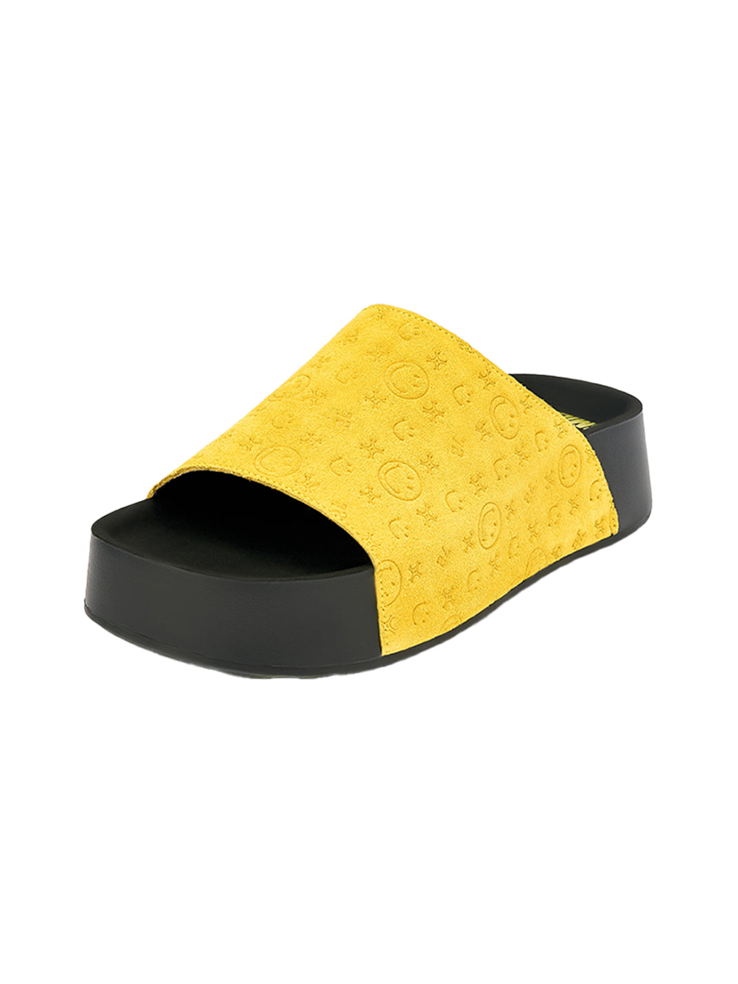 SMILEY | Yellow Monogram Platform Slide Sandals - PSYLOS 1, SMILEY | Yellow Monogram Platform Slide Sandals, Slippers, SMILEY•JAPAN, PSYLOS 1