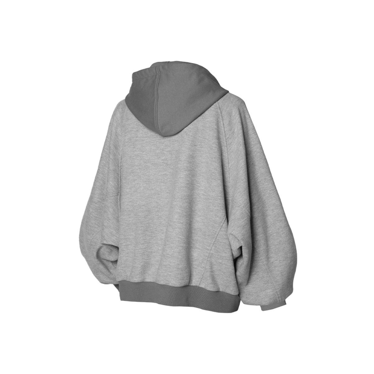 Knitted Zip-Up Sweatshirt with Contrast Fabric and Batwing Sleeves