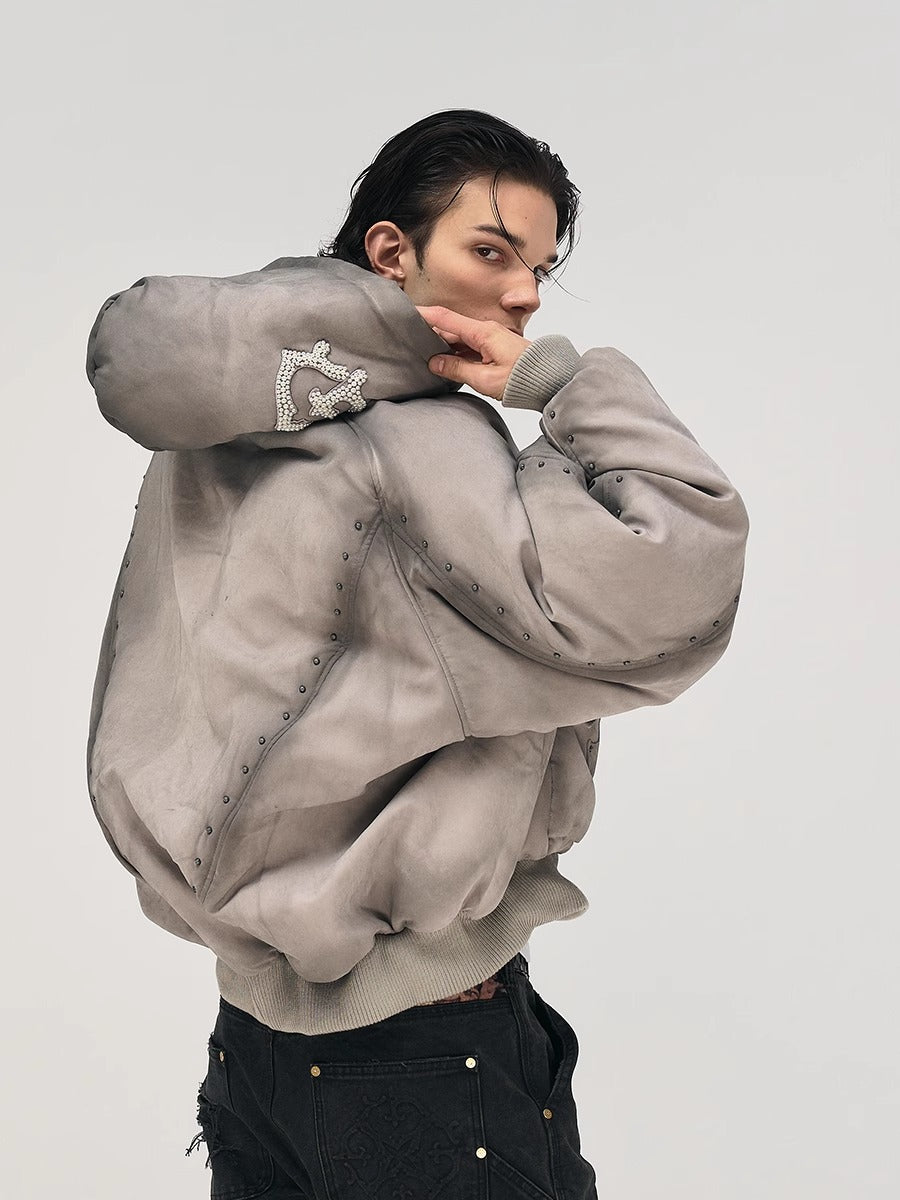 GLACIERBOY丨RAP STAR SERIES Studded Pearl Water-Washed Jacket - PSYLOS 1, GLACIERBOY丨RAP STAR SERIES Studded Pearl Water-Washed Jacket, Down Jacket, GLACIERBOY•JAPAN, PSYLOS 1