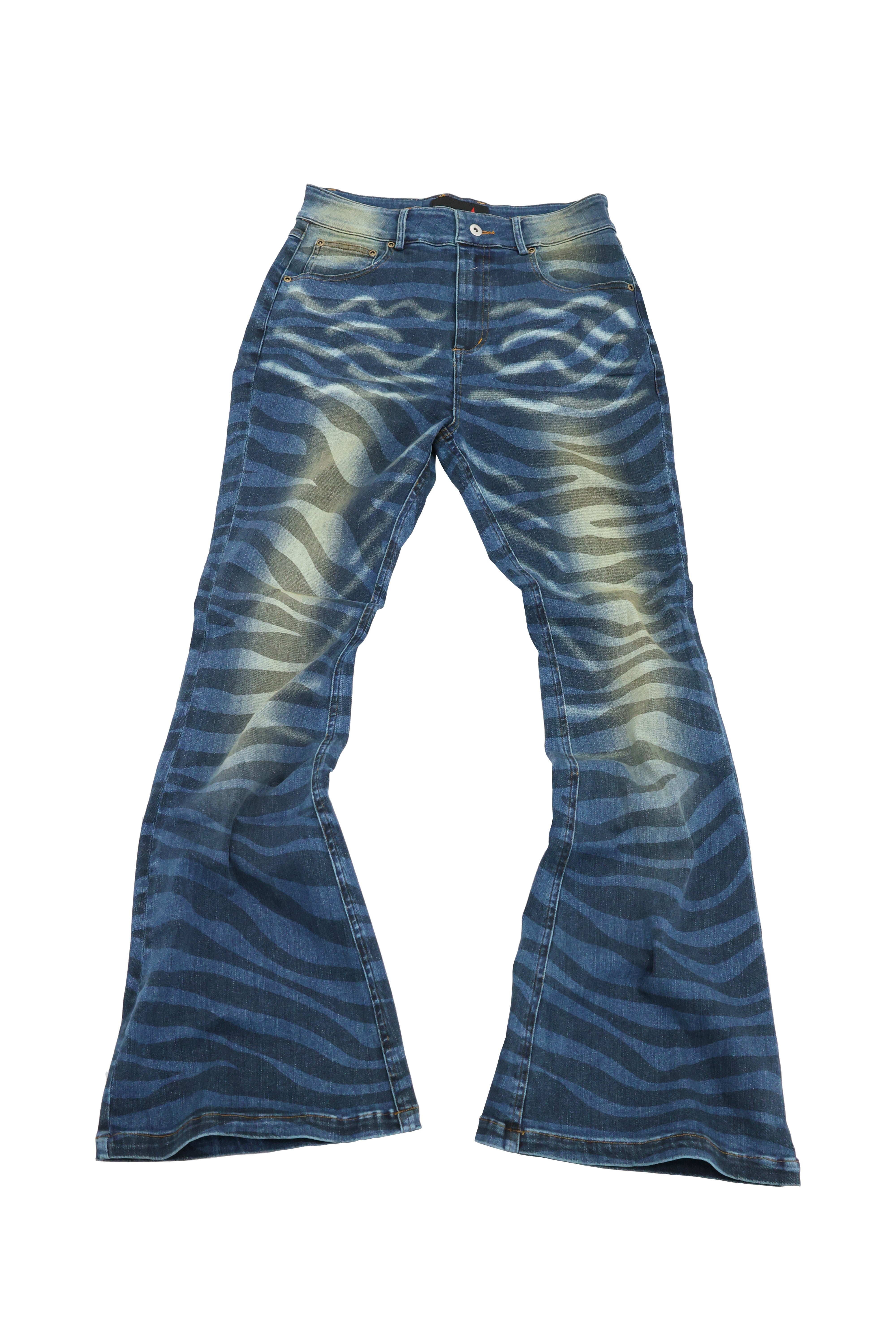 Tiger Stripe Stretch Flared Jeans