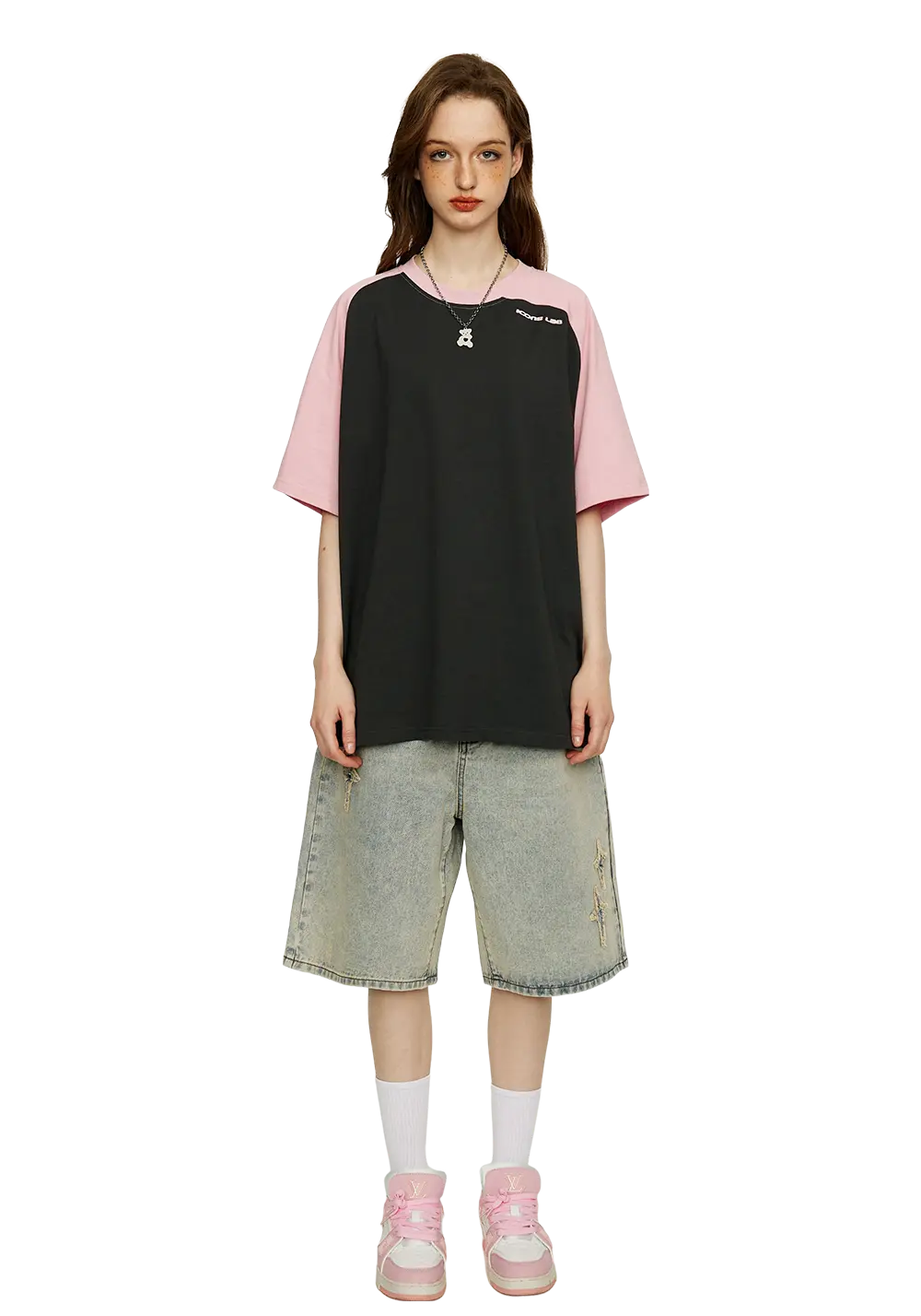 Patchwork Cross Star Embroidered Denim Shorts - PSYLOS 1, Patchwork Cross Star Embroidered Denim Shorts, Shorts, iconslab, PSYLOS 1