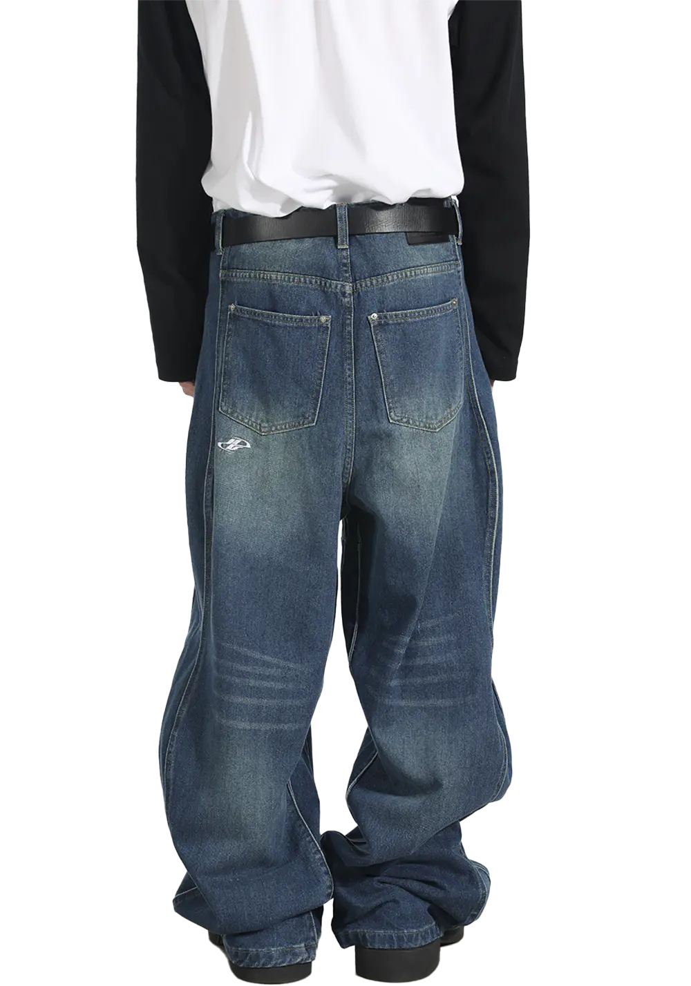 Three-Dimensional Twisted Wave Embroidered Washed Denim Trousers - PSYLOS 1, Three-Dimensional Twisted Wave Embroidered Washed Denim Trousers, Pants, HARSH AND CRUEL, PSYLOS 1