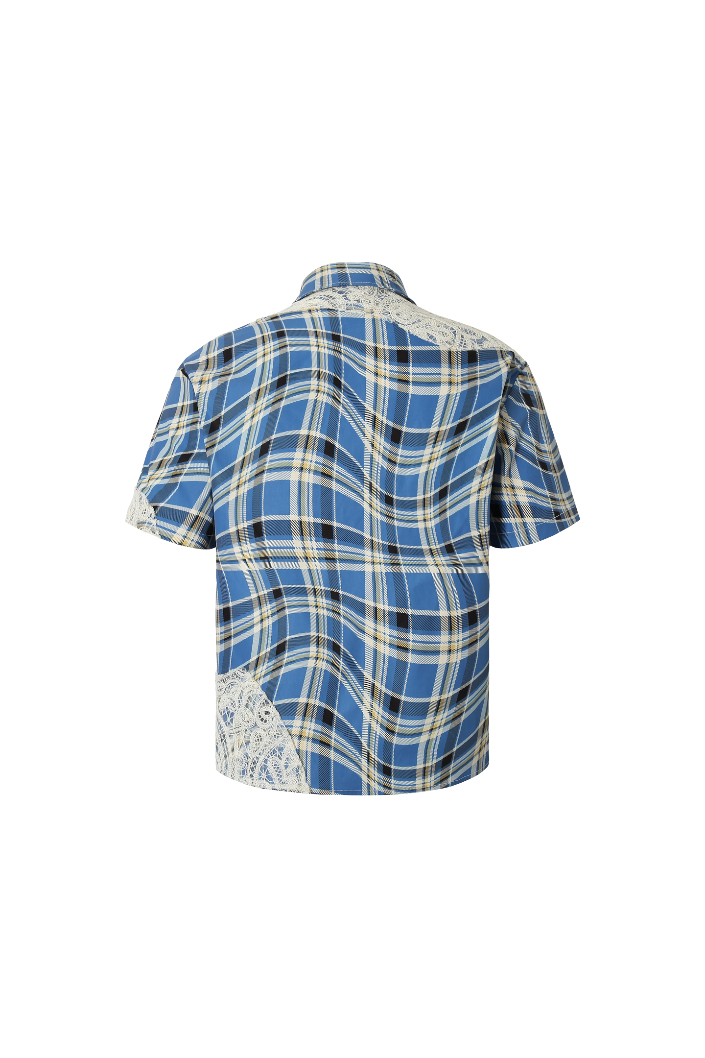 YADcrew | Plaid Lace Stitching Trendy Loose Short-Sleeved Shirt - PSYLOS 1, YADcrew | Plaid Lace Stitching Trendy Loose Short-Sleeved Shirt, Shirts, YADcrew•JAPAN, PSYLOS 1