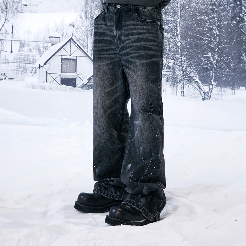 YADcrew丨Heavy Washed Ink-Splashed Loose Jeans - PSYLOS 1, YADcrew丨Heavy Washed Ink-Splashed Loose Jeans, Pants, YADcrew•JAPAN, PSYLOS 1