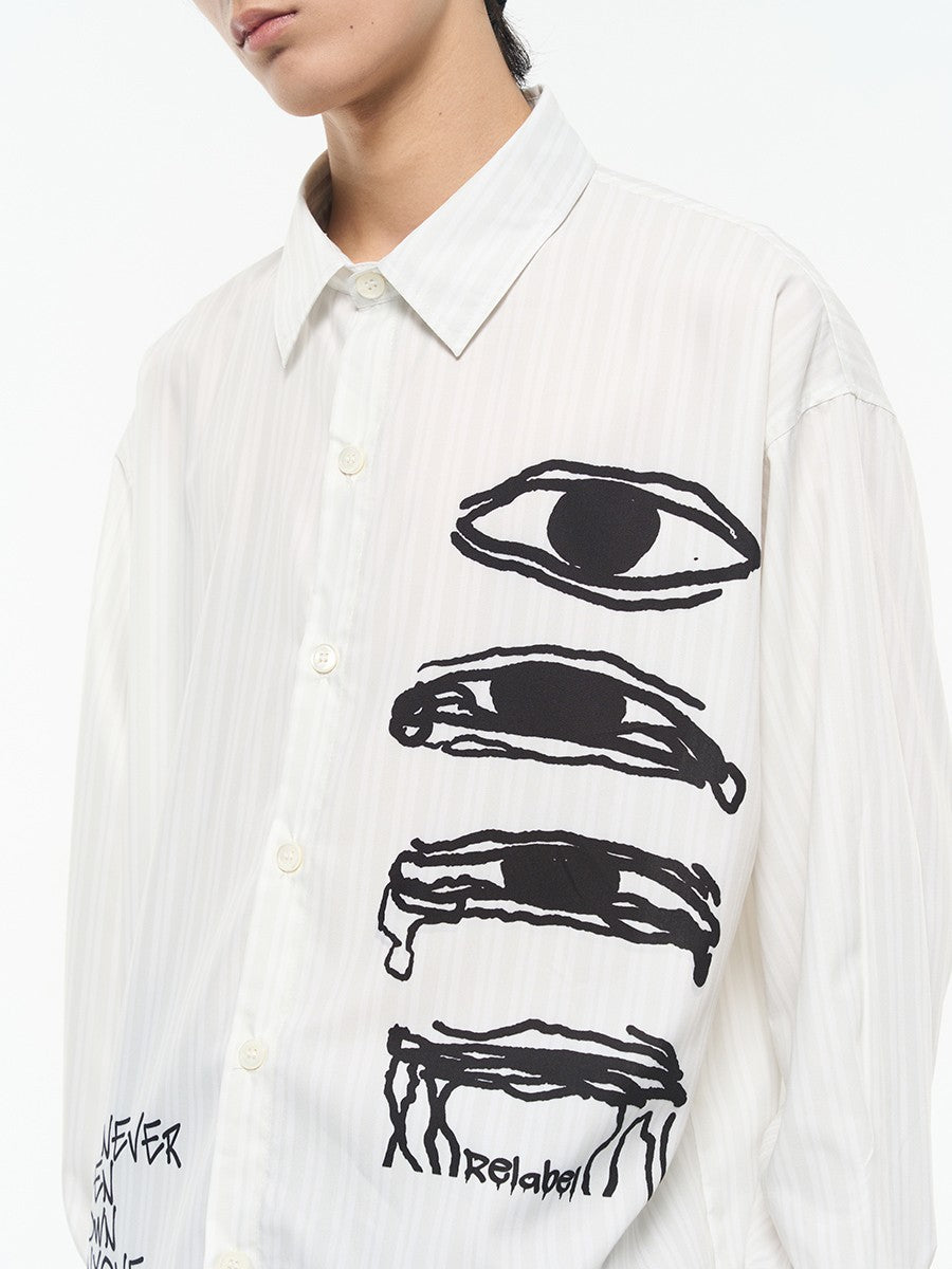 Eye-Printed Cuban Long Sleeve Shirt