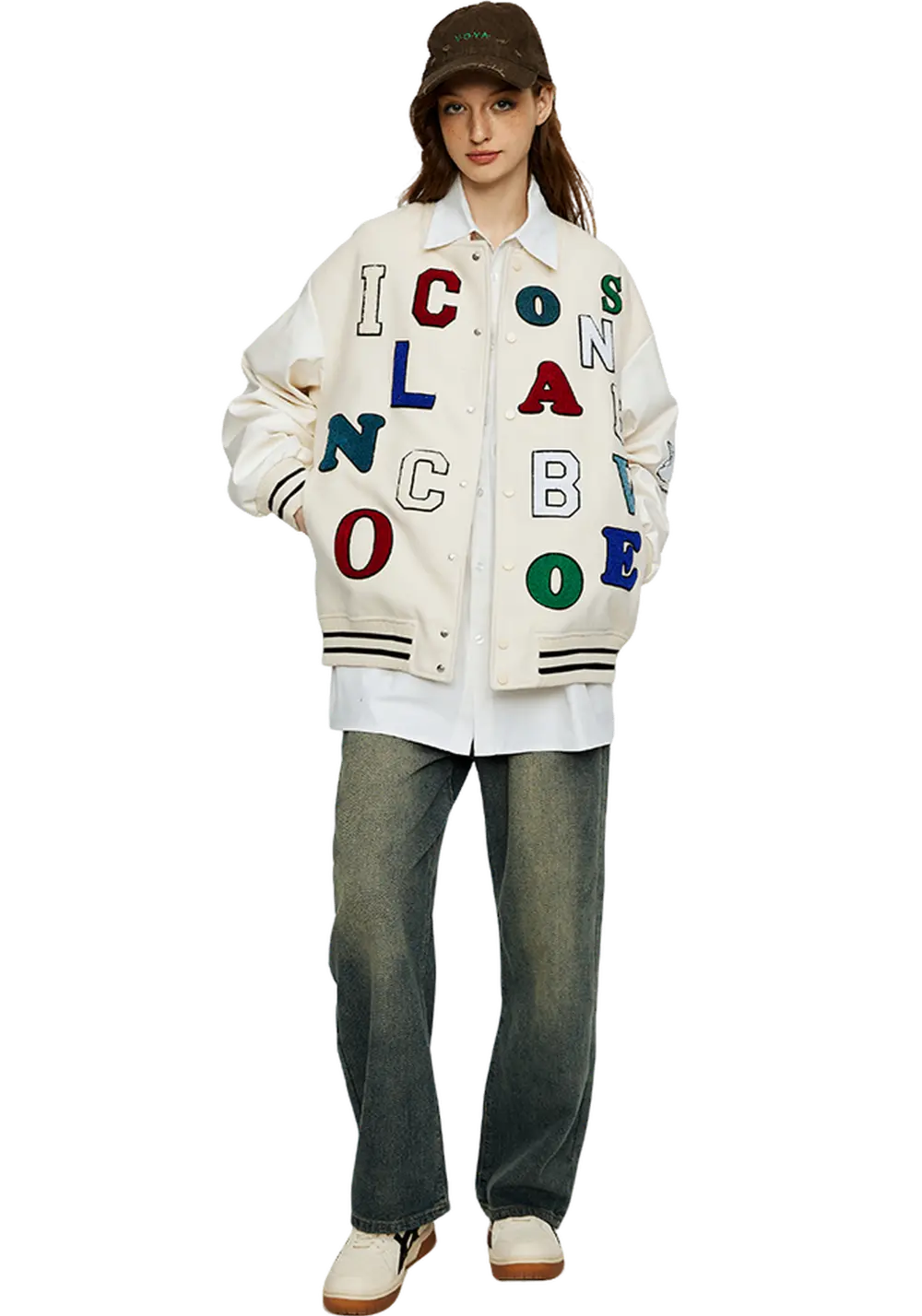 Colorful Letters Baseball Jersey - PSYLOS 1, Colorful Letters Baseball Jersey, Jacket, iconslab, PSYLOS 1