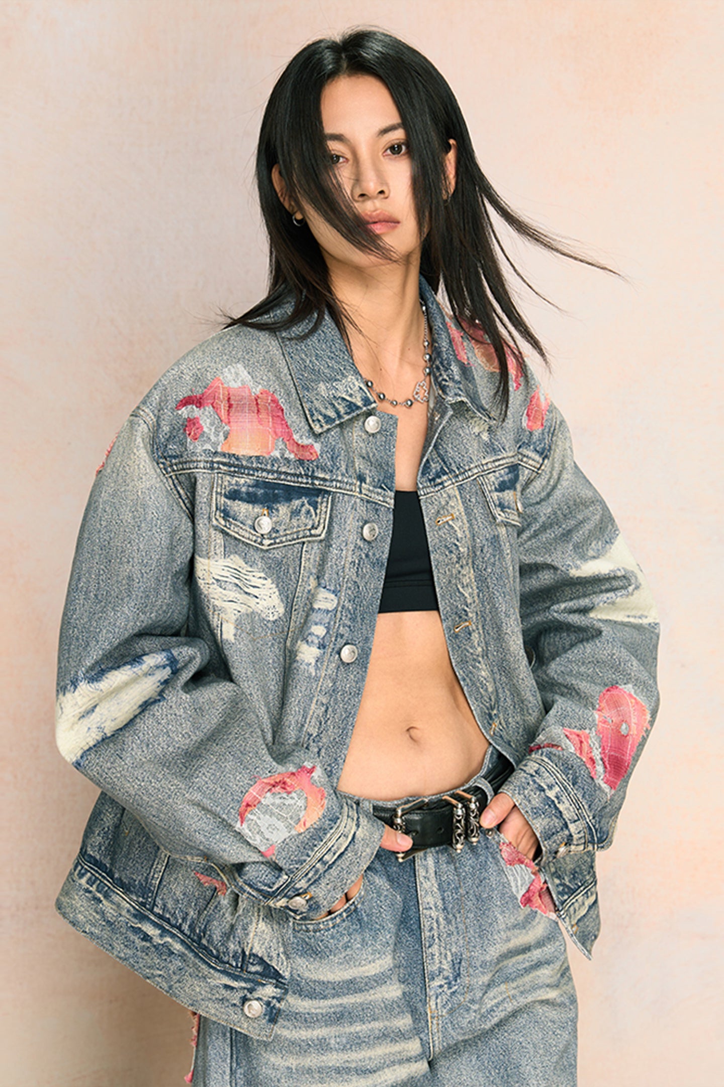YADcrew | Sunset Cloud Lace Print Denim Jacket/Pants - PSYLOS 1, YADcrew | Sunset Cloud Lace Print Denim Jacket/Pants, Jacket, YADcrew•JAPAN, PSYLOS 1