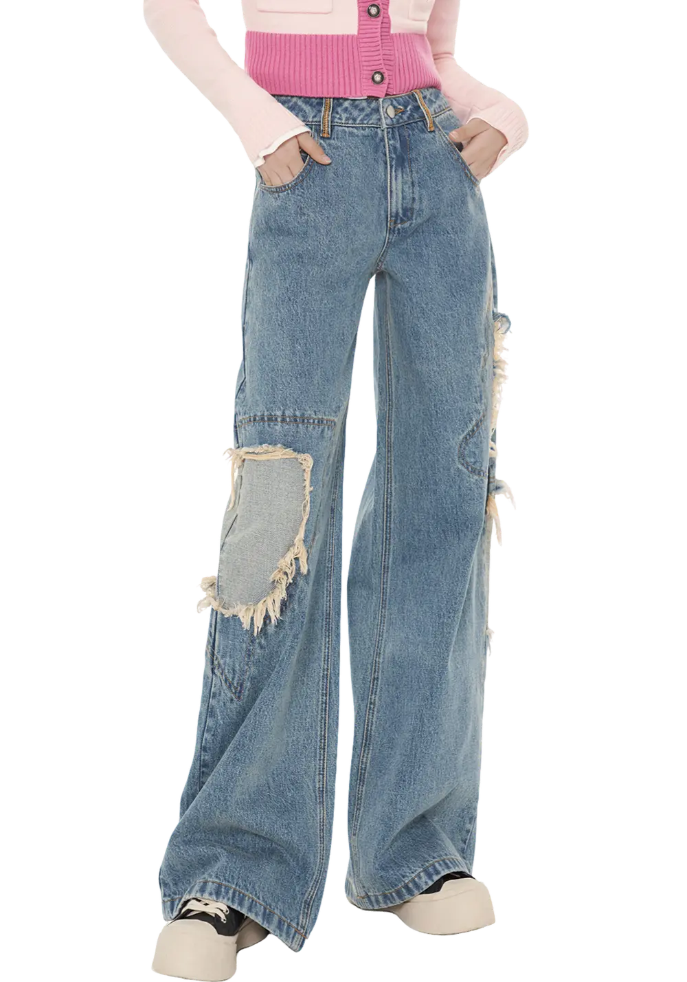 Irregular Ripped Jeans - PSYLOS 1, Irregular Ripped Jeans, Pants, WooHa, PSYLOS 1
