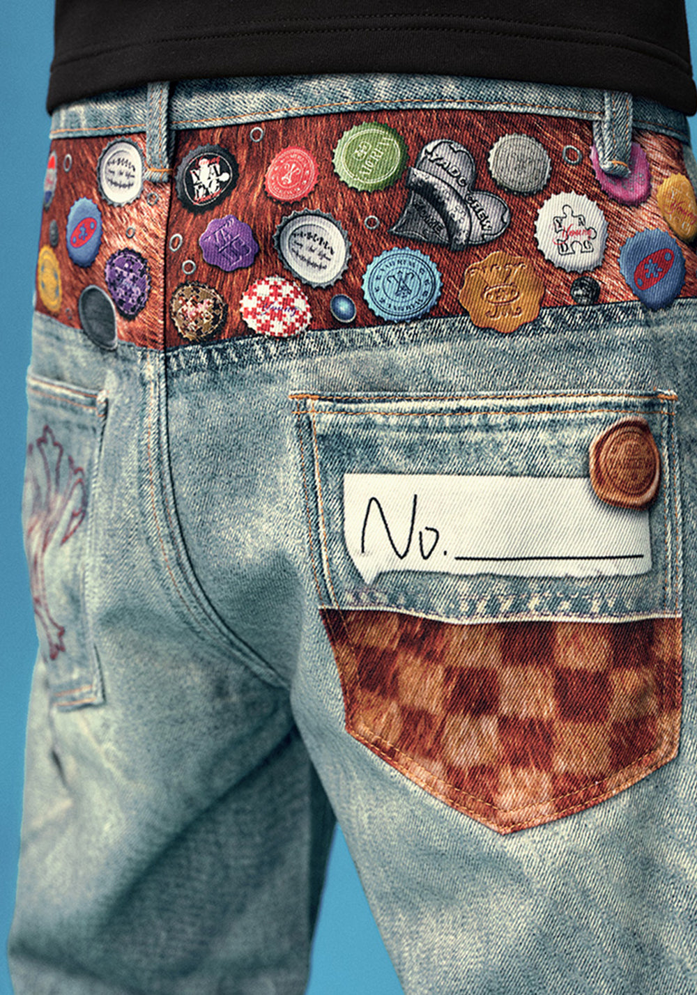 YADcrew丨Bottle Cap Badge Pony Hair Patchwork Print Pants - PSYLOS 1, YADcrew丨Bottle Cap Badge Pony Hair Patchwork Print Pants, Pants, YADcrew•JAPAN, PSYLOS 1