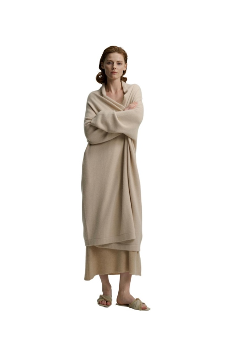 CASHMERE Robe-Style Cashmere Coat - Beige Camel