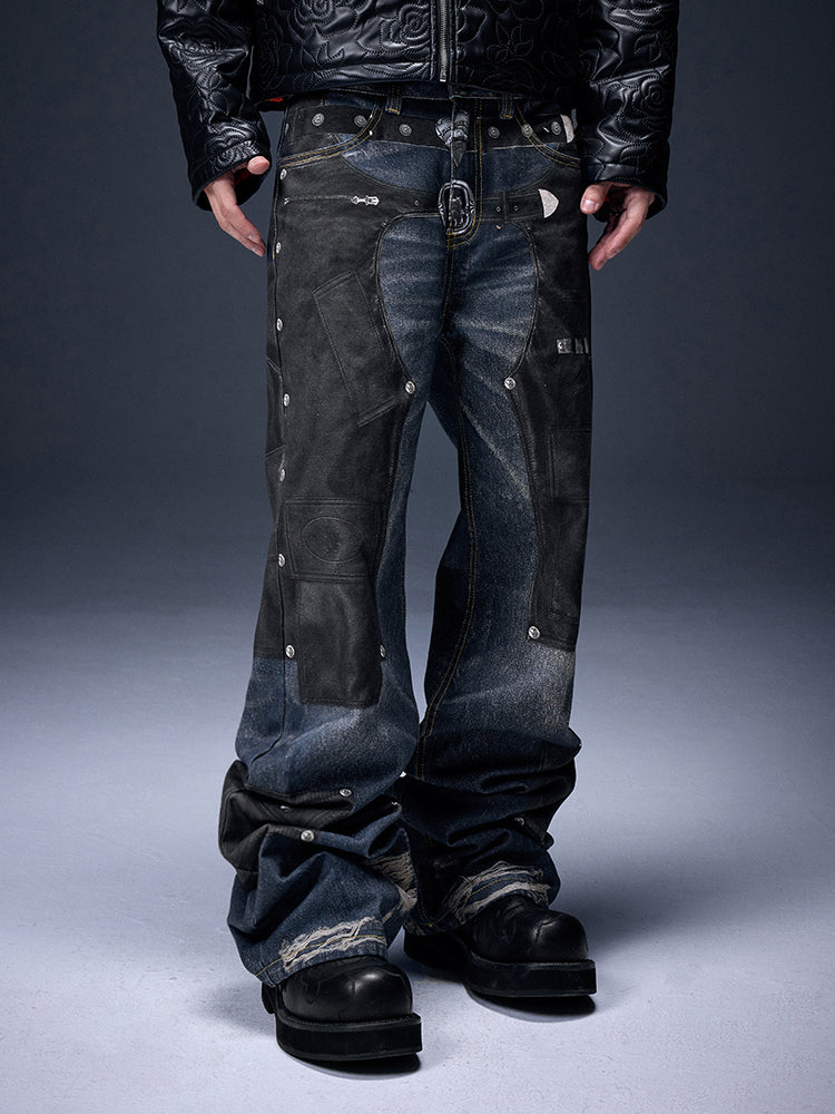 YADcrew丨Rivet Tie Leather Print Pants - PSYLOS 1, YADcrew丨Rivet Tie Leather Print Pants, Pants, YADcrew•JAPAN, PSYLOS 1