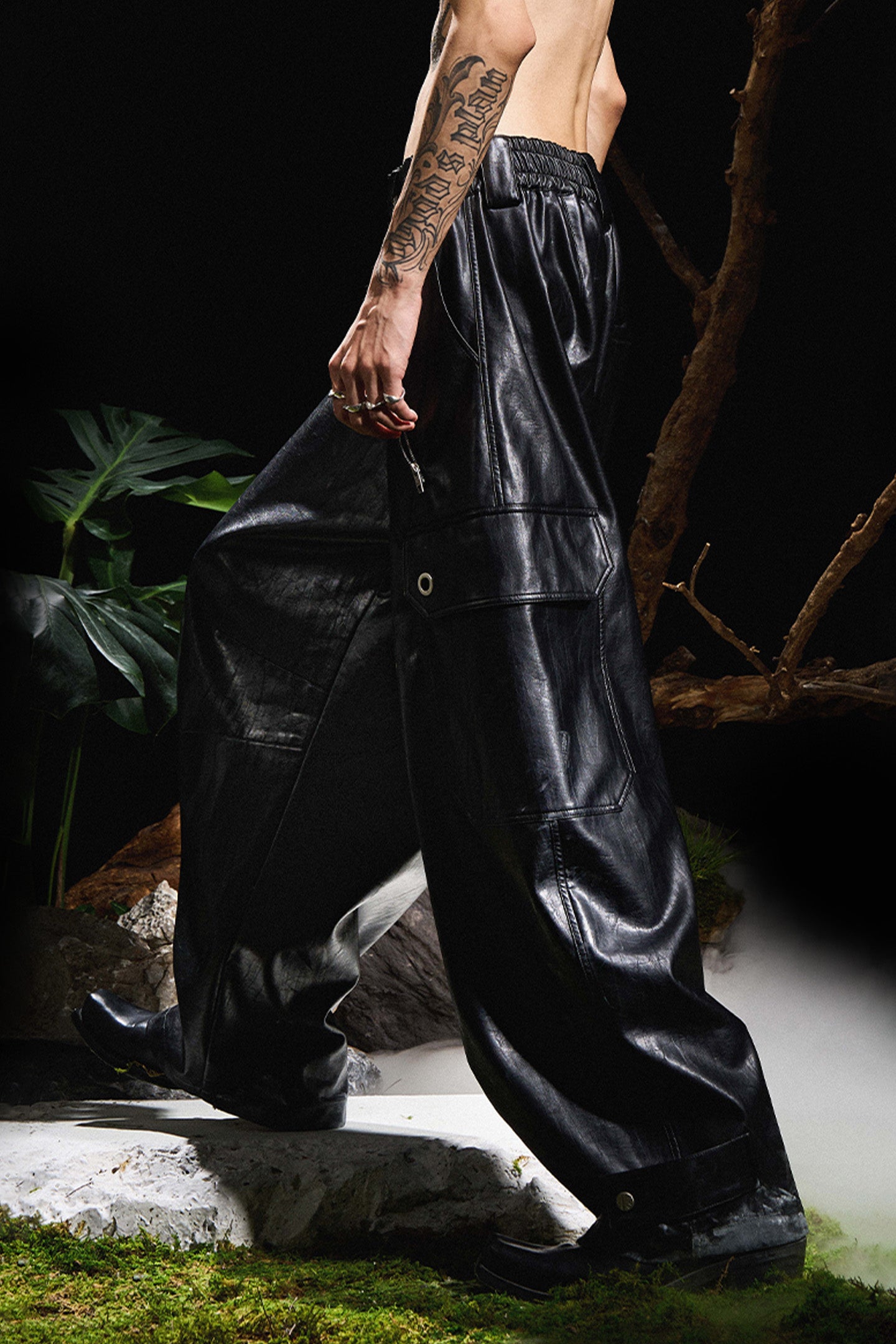 RELABEL丨Pleated Tapered Leather Pants - PSYLOS 1, RELABEL丨Pleated Tapered Leather Pants, Pants, RELABEL, PSYLOS 1