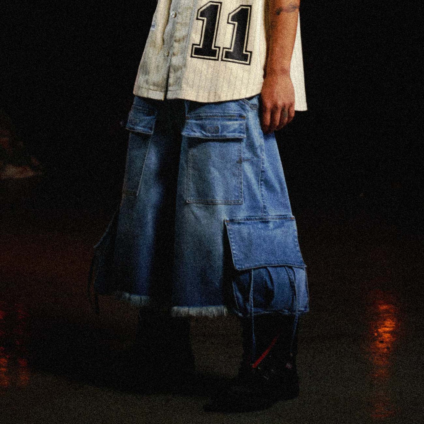 BURNIN*Underground Palace Embroidered Washed Denim Shorts - PSYLOS 1, BURNIN*Underground Palace Embroidered Washed Denim Shorts, Pants, Burnin, PSYLOS 1