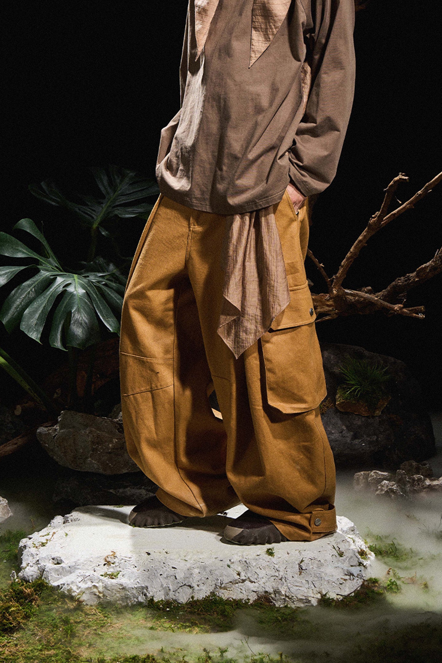 RELABEL丨Removable Scarf Pleated Silhouette Trousers - PSYLOS 1, RELABEL丨Removable Scarf Pleated Silhouette Trousers, Pants, RELABEL, PSYLOS 1